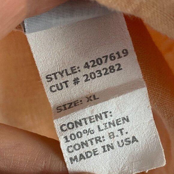 Cut Loose Linen Button Up Shirt Womens XL Orange 3/4 Sleeves - Picture 5 of 10